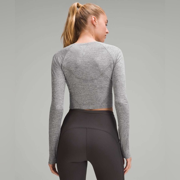 NWT Lululemon Swiftly Tech Cropped Long-Sleeve Shirt 2.0 Slate / White Sz. 10 - Picture 9 of 9